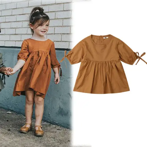 

US Petite Baby Girls Kids Casual Fille Princesse Party Tutu Long Sleeve Dresses