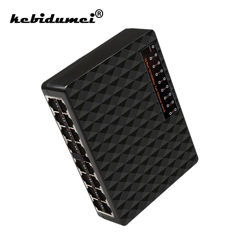 Kebidumei Высокое качество 10/100 Мбит/с 16 Порты Fast Ethernet сетевой коммутатор Gigabit LAN RJ45 Vlan