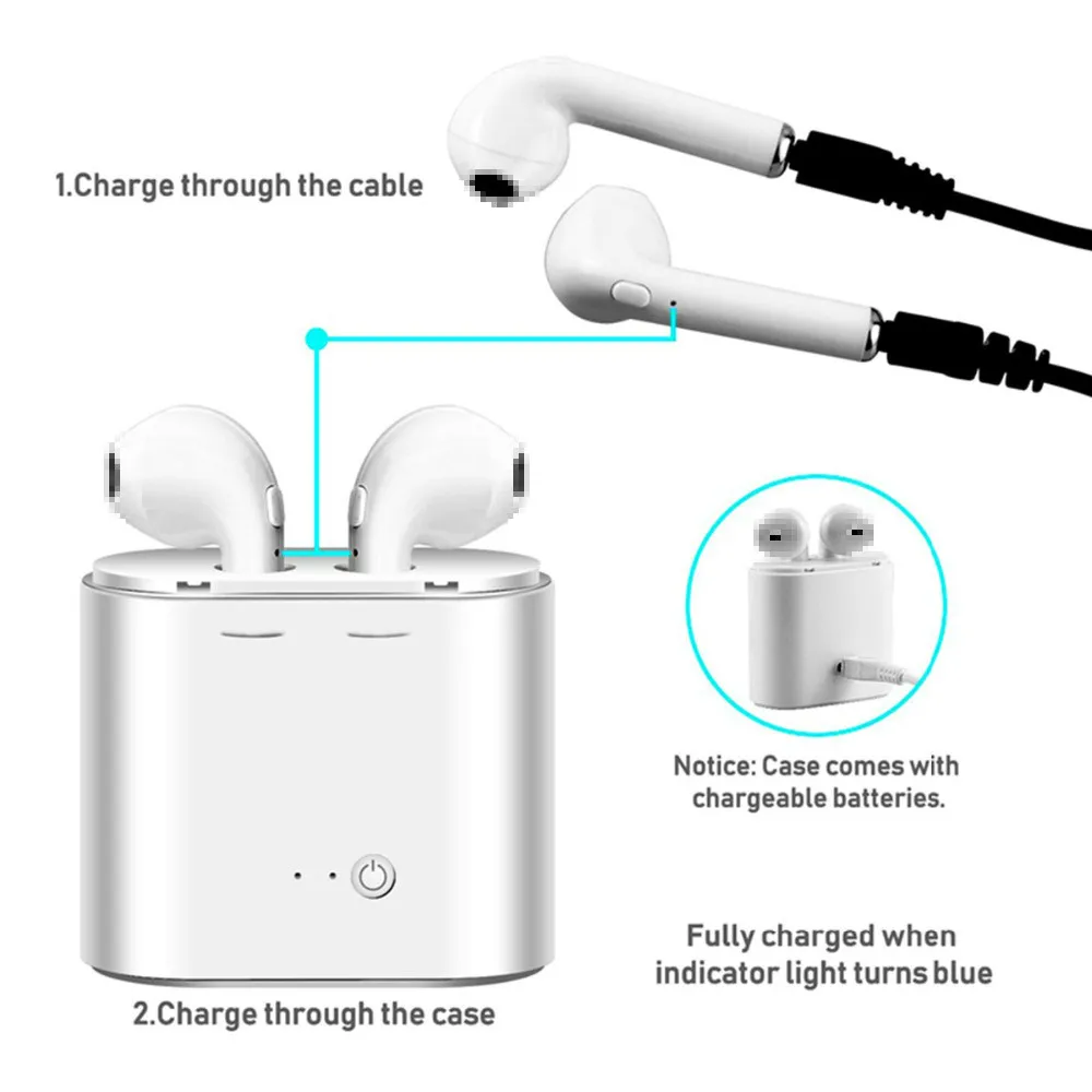 I7s TWS Bluetooth наушники стерео гарнитура с зарядным Pod беспроводные гарнитуры для