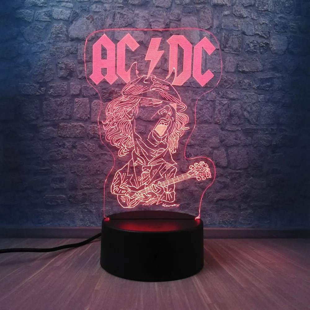 Ночная световая группа acdc Rocker Member 3D USB светодиодный светильник многоцветная атмосфера модные подарки для любителей музыки настольные украшения