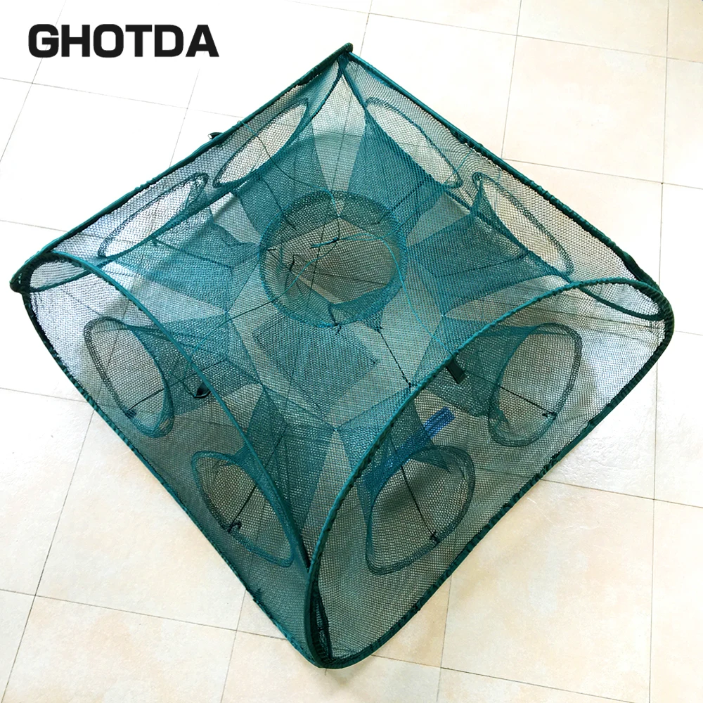 

Strengthened 5-21 Holes Automatic Fishing Net Shrimp Cage Nylon Foldable Crab Fish Trap Cast Net Landing Folding Fishing Network
