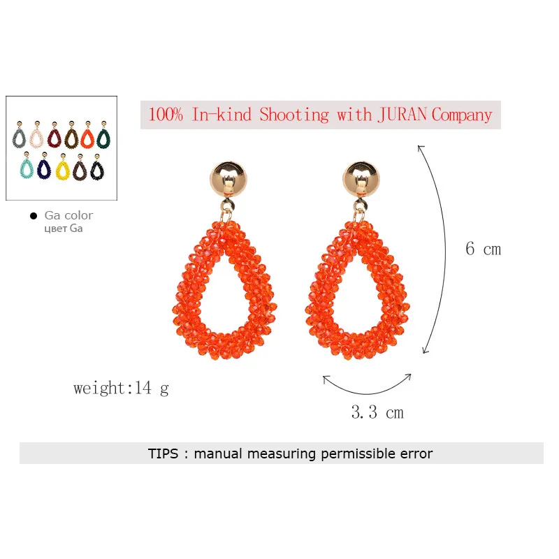JURAN Висячие серьги для женщин хрустальные серьги граненые бусины ручной работы большие серьги винтажные длинные серьги оптом