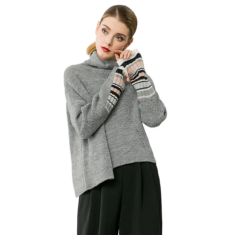 Loose elastic knit plus size pullovers sweater 2018 new long sleeve turtleneck women autumn casual sweater