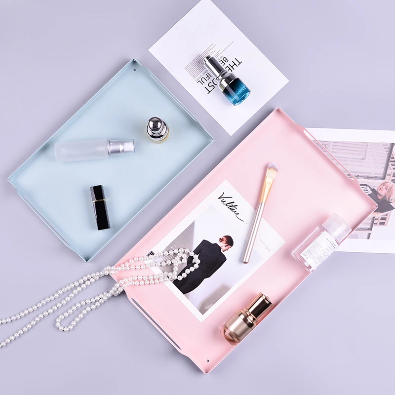 4 Colors Metal Iron Crafts Cosmetic Perfume Storage Tray Dish Decoration Plate Trays Gift Jewelry Ring Bread Dessert Plate