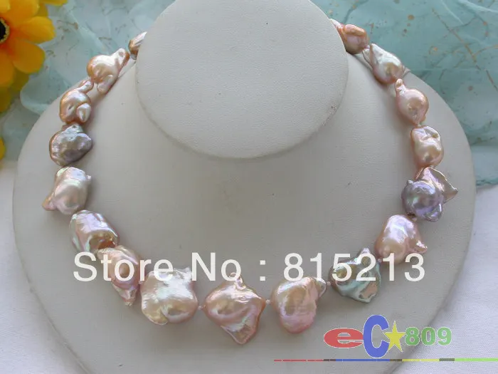 

FREE SHIPPING>@@> N1326 Lustre Perfect 17" 22mm PINK baroque keshi reborn PEARL NECKLACE