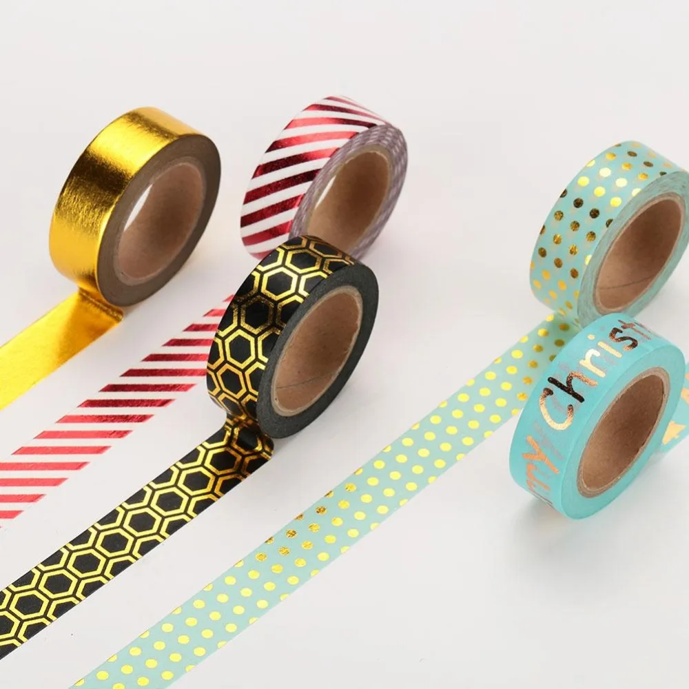 

Kawaii Paper Hand Tear Adhesive Tape DIY Stripes Gold Pineapple Dots Paper Foil Washi Tapes Masking Tape Scrapbooking Tools