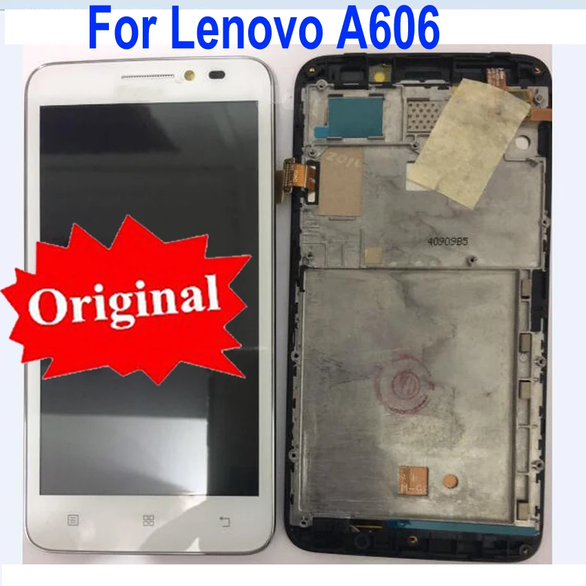 

100% Original Sensor Full LCD Display Touch Screen Digitizer Assembly With frame For Lenovo A606 Mobile Phone Panel Parts