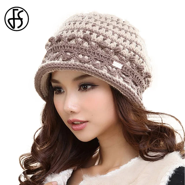 Winter Wool Warm Hat Short Brim Casual Caps For Women