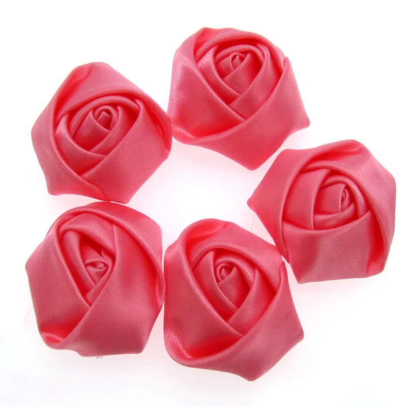 12Pcs Handmade Satin Rose Flowers Stain Rolled Rosettes For Appliques