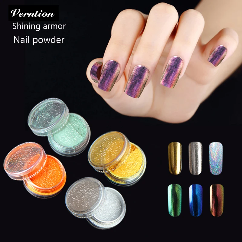 

Verntion Chrome Pigment Sequins Nails Powder Mirror Effect Nail Glitter Manicure Decoration Shining Acrylic Powder Chameleon