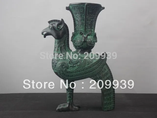 

huij 00116 Western Zhou Collect old Chinese Antique bronze Bird statue F82