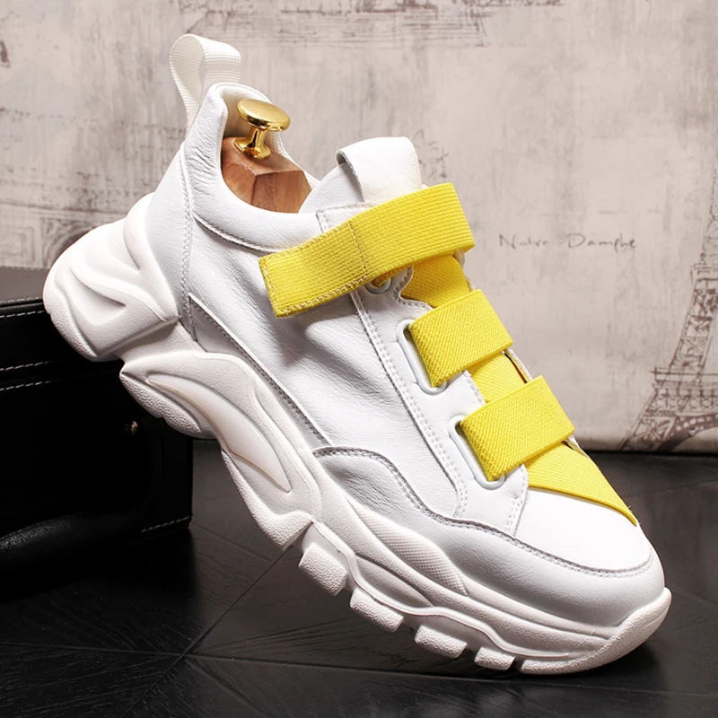 Stephoes/Новинка; Мужская модная повседневная обувь для папы; Роскошные Дизайнерские дышащие кроссовки на липучке для отдыха; мужская Белая обувь на толстой подошве