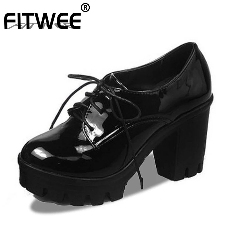 FITWEE/новые женские туфли лодочки винтажные из лакированной кожи обувь для девочек