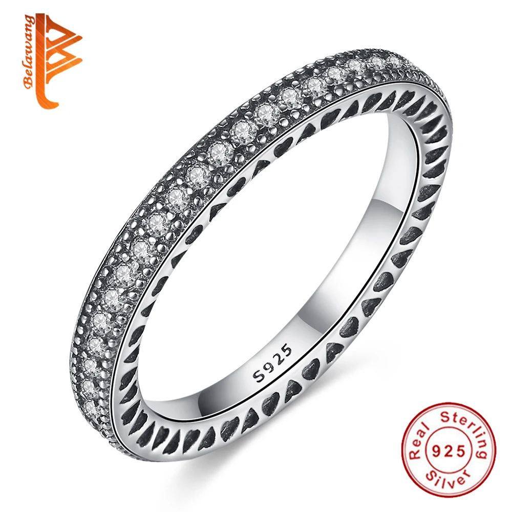 Originální 100% 925 stříbrné inspirační srdce s křišťálovými prsteny prstenů autentické luxusní šperky pro ženy svatební dárek