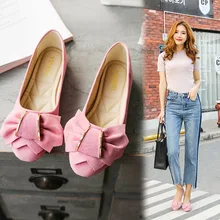 Новые Мокасины с круглым носком в Корейском стиле; женские лоферы на плоской подошве из нубука с бантом-бабочкой; Брендовые балетки на плоской подошве; удобная Рабочая обувь