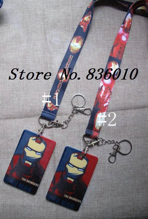 

Hot Sale! 1 pcs Cartoon iron man Lanyard Key Chains Card Holders Bank Card Neck Strap Card Bus ID Holders