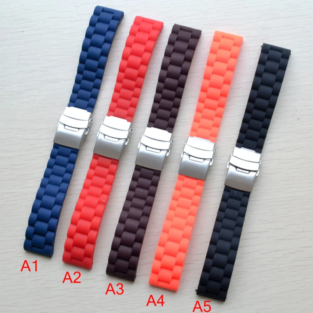 16MM 18mm 20mm 22mm 24mm Universal Watch Band Silicone Rubber Link Bracelet Wrist Strap Light Soft For Men Women Wristwatch