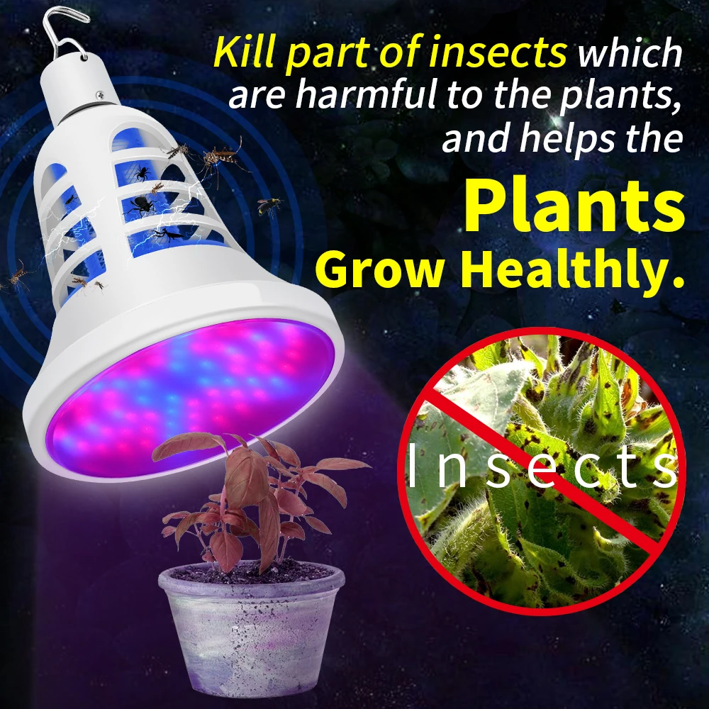 

2PCS Fito Led Bulb E27 LED Mosquito Killer Lamp 220V LED Plant Grow Light 5V USB Insect Trap Lamp For Greenhouse Outdoor 2 in 1