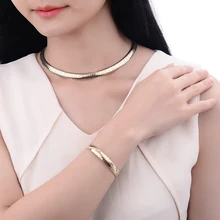 BAOYAN, Модные женские ювелирные наборы, позолота 316L, нержавеющая сталь, цепочка в виде змеи, колье, ожерелье и браслет, ювелирный набор