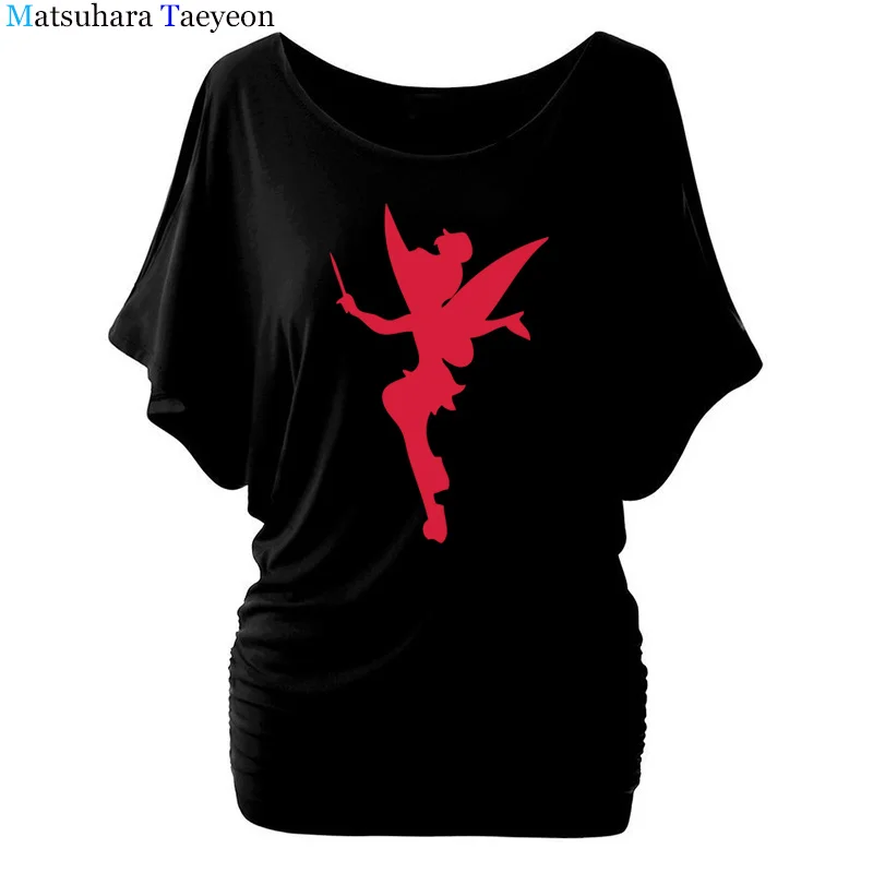 Футболка женская фея Динь-Динь силуэт мультфильм фея футболка Femme Tinkerbell печатных милый Harajuku футболка T76 - Цвет: 17