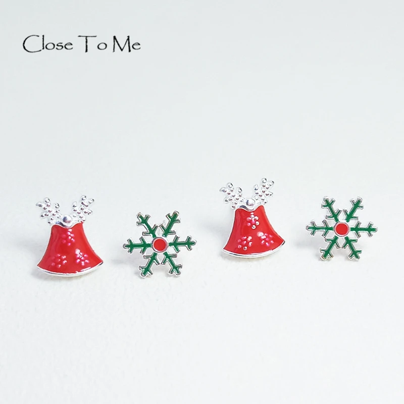 Close To Me Real S925 Sterling Silver Creative Handmade Fine Jewelry Christmas Snowflake Simple Stud Earrings for Women | Украшения и
