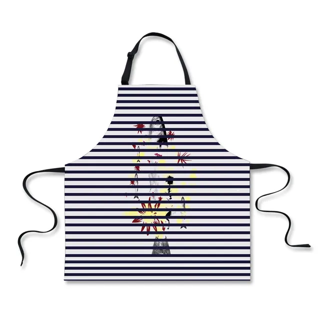 FORUDESIGNS Home Cleaning Aprons Cartoon Fish Printed Kitchen Cooking