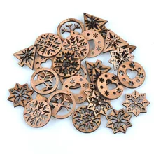 25 шт. 30 мм дерево/снежинка/сердце узор Деревянный Скрапбукинг Carft рождественские аксессуары ручной работы украшения для дома M1678