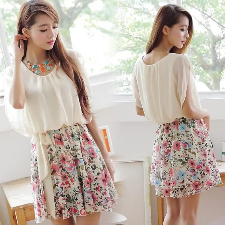 alibaba express women summer dress 2014 floral sexy fresh chiffon ...