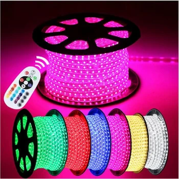 

AC110V 130V 220V 240V led strip 5050 smd flexible light waterproof tira de warm white blue red green yellow power plug 100m/Lot