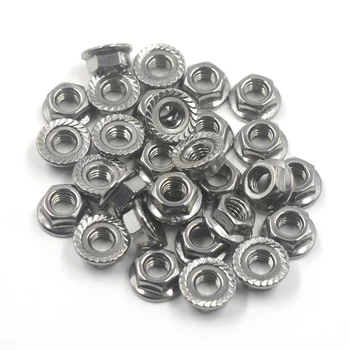 

304 Stainless Steel M6 Serrated Hex Flange Nuts Locknuts Pack of 50