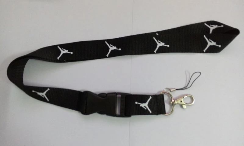 1 шт./лот, черный Jordan lanyard Jumpan Jordan Lanyard, Съемный брелок для iPod, ремешок, значок ID, держатель для сотового телефона