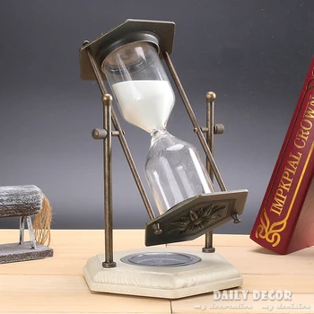 

Rotating hourglass with compass metal antique wood hour hourglass Flip sand timer Reloj de arena temporizador da areia Ampulheta