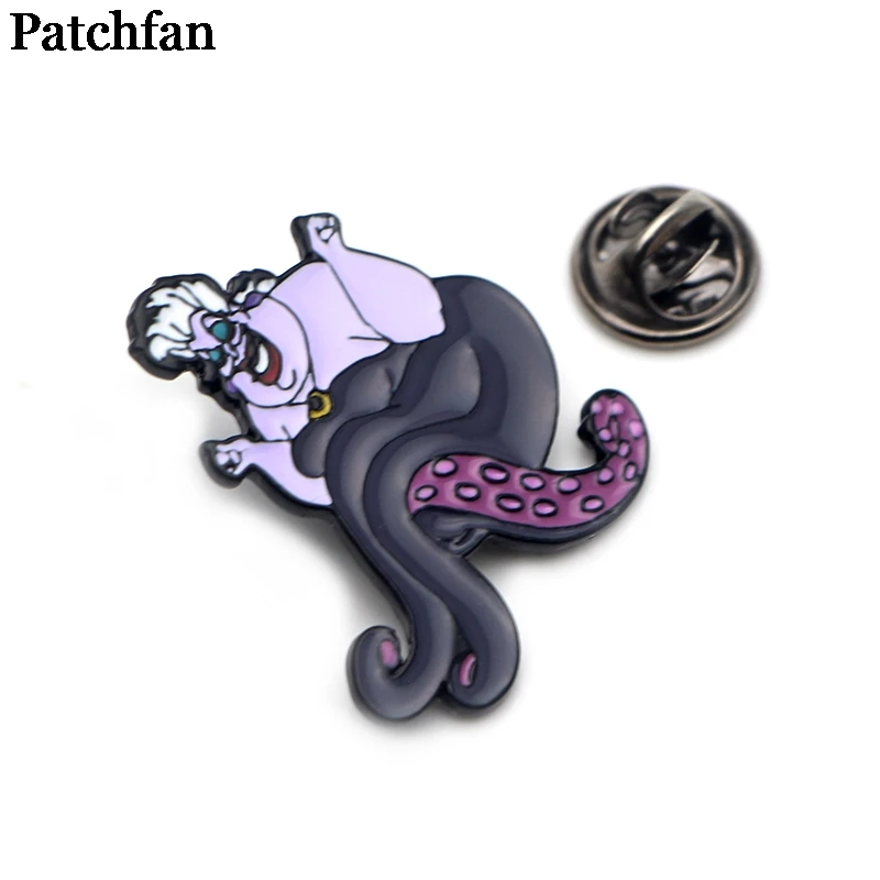 Patchfan Ursula, Мультяшные металлические цинковые эмалированные булавки, трендовая медаль para, рюкзак, рубашка, одежда, сумка, броши, значок для мужчин и женщин, A2164