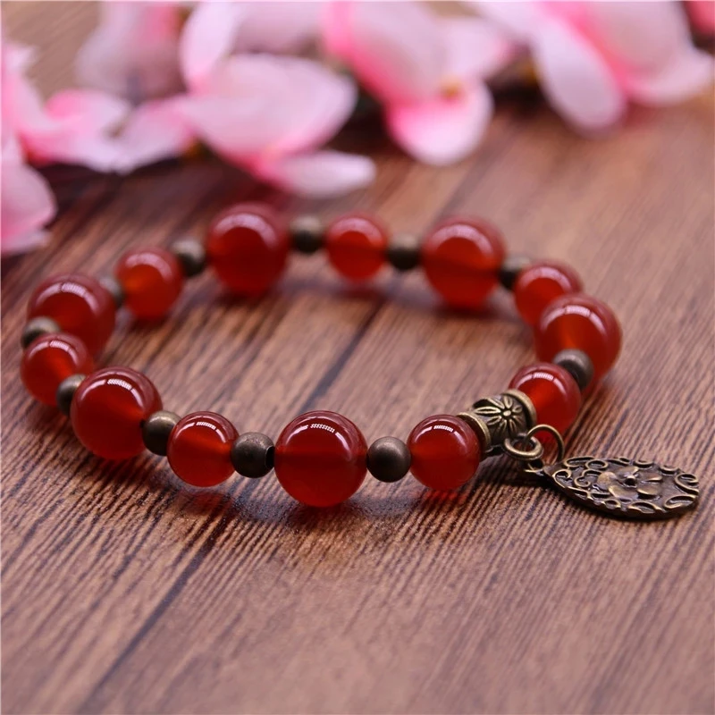 

2018 New Red Chalcedony Bracelet Ethnic Style Female Bronze Jewelry High Quality Bracelet Original Design Promotion