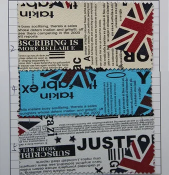 

synthetic PVC leather Newspapers grain leather flag pattern for gloves, shoes, belts, furniture, handbags materials