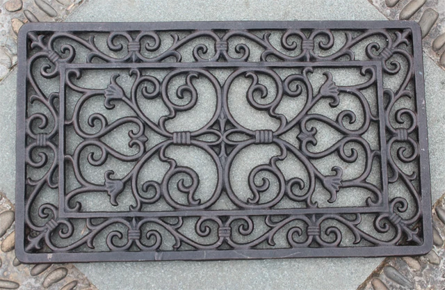 Cast Iron Door Mat Small Durable Decorative Outdoor Scroll Doormat Cast Iron Door Mat Small Durable Decorative Outdoor Scroll Doormat Home Kitchen Hallway Accessories Rectangular