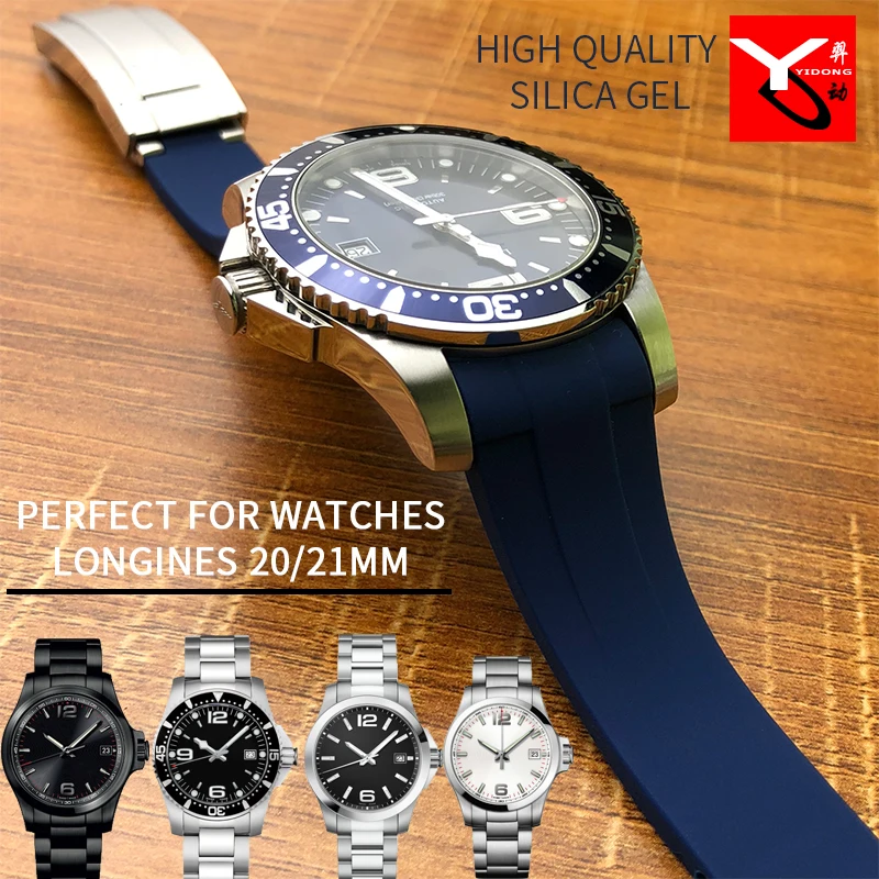 longines hydroconquest green rubber strap