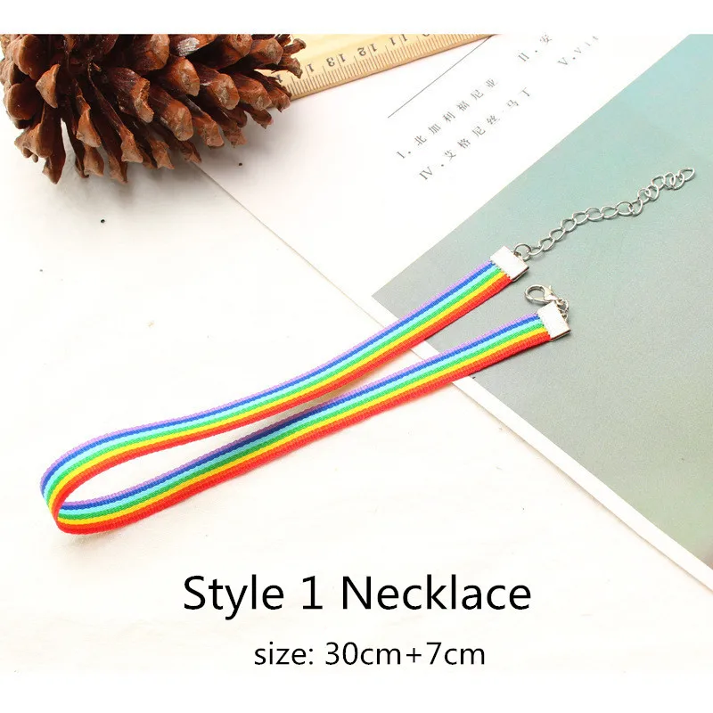 Радужное колье для мужчин и женщин Gay Pride, ожерелье, кружевная лента-чокер, ожерелье, браслет, ювелирные изделия - Окраска металла: Style 1