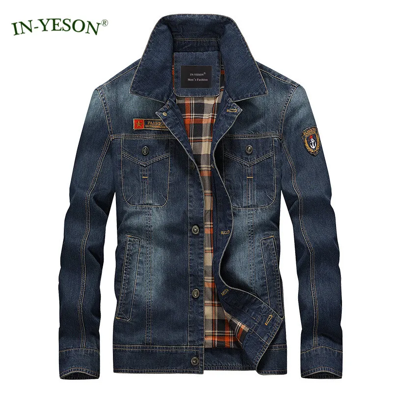

Brand Men's Denim Jacket Classic Rock Hip Hop Jacket Streetwear European Style Slim Fit Spring Autumn Jeans Jacket Men Size 4XL