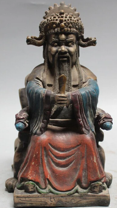 

10" Chinese silver Painting Shang Dynasty Bi Gan Wealth God Mammon Statue S0708 (B0413)
