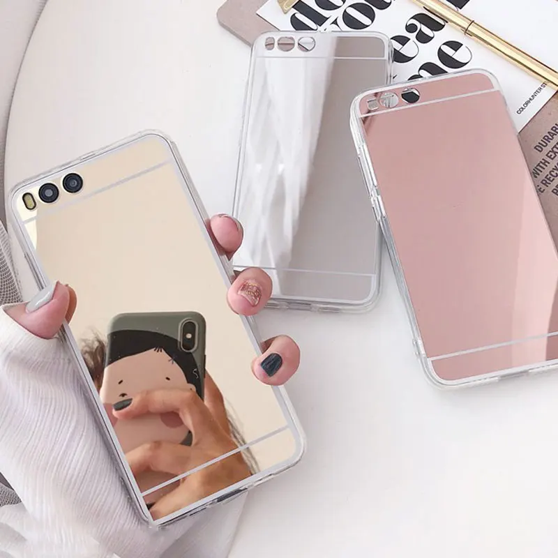 

Luxury Silicone Mirror Case For Huawei P8 P9 P10 Lite Honor 4X 5A 5X 6A 6X 7 7X 8 9 Mate 7 8 9 10 Lite Nova 2i Plus Back Cover