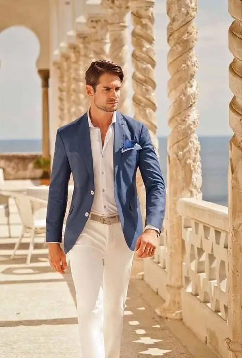

Summer Beach Latest Designs Royal Blue 2018 Groomsmen Tuxedo Men Suits Wedding 2 Piece Casual Blazer Best Men Suits Jacket pants