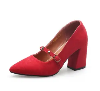 

Elegant Zapatos Mujer Ladies Pumps Women Wedding Shoes Party Woman Chunky High Heels Zapatos Mujer Belt Buckle Nice C161662