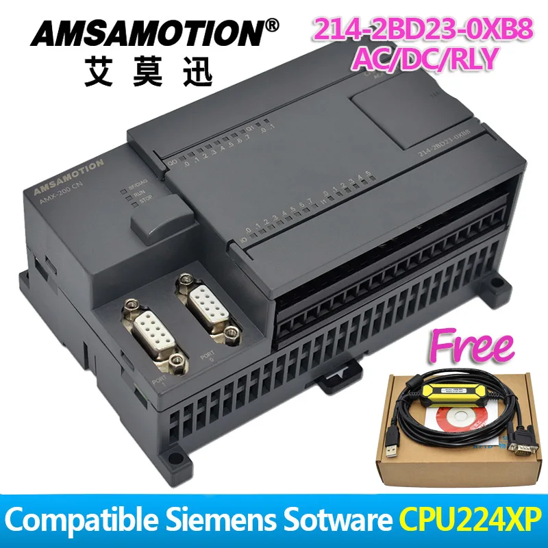 Акция! Amсамоtion PLC S7 200CN CPU224XP 14I/10O 2AI 1AO AC/DC/RLY 6ES7 214 2BD23 0XB8 с кабелем PPI бесплатно|relay