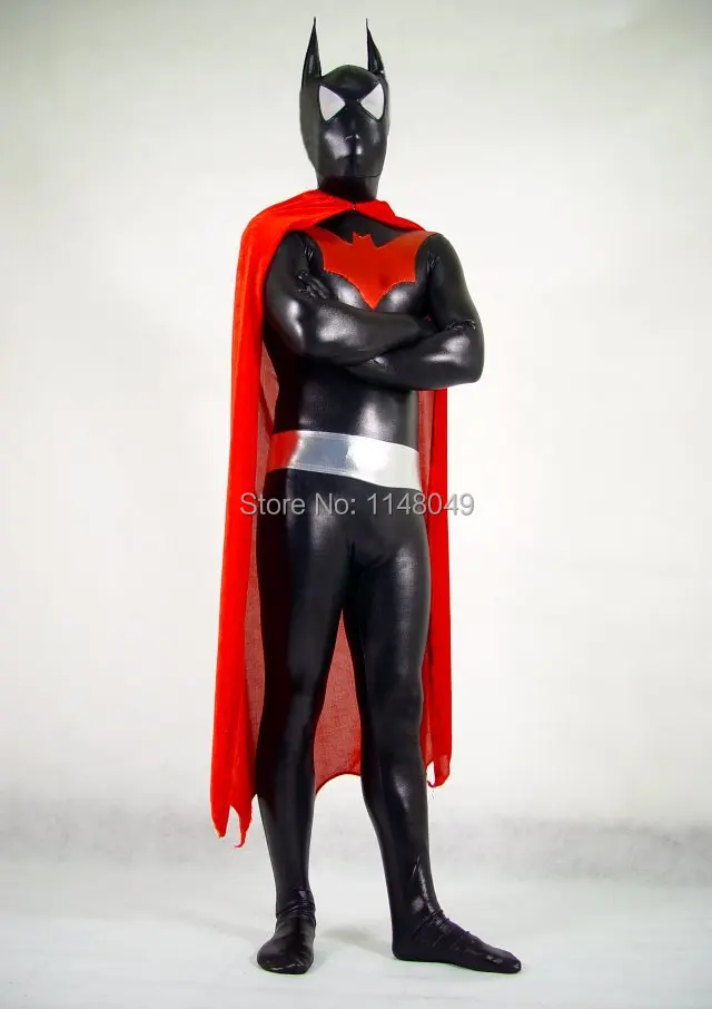 

Batman Beyond Costume Shiny Batman Superhero Costumes with Red Cape