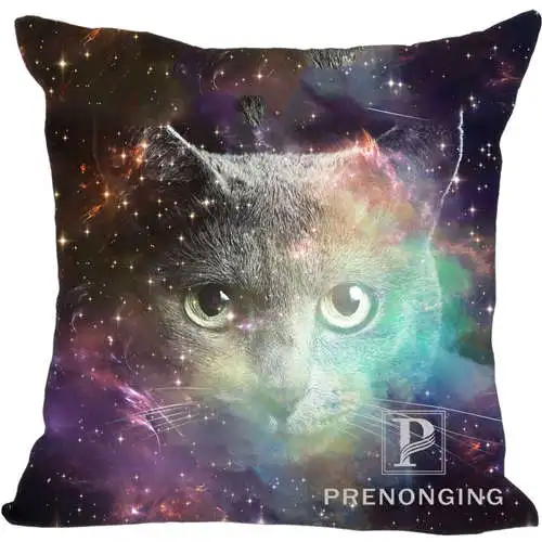 

Custom Pillowcase Cover Galaxy Cat Square Zipper Pillow Cover Print Your Pictures 40x40cm,45x45cm(one side) 171203#07-04