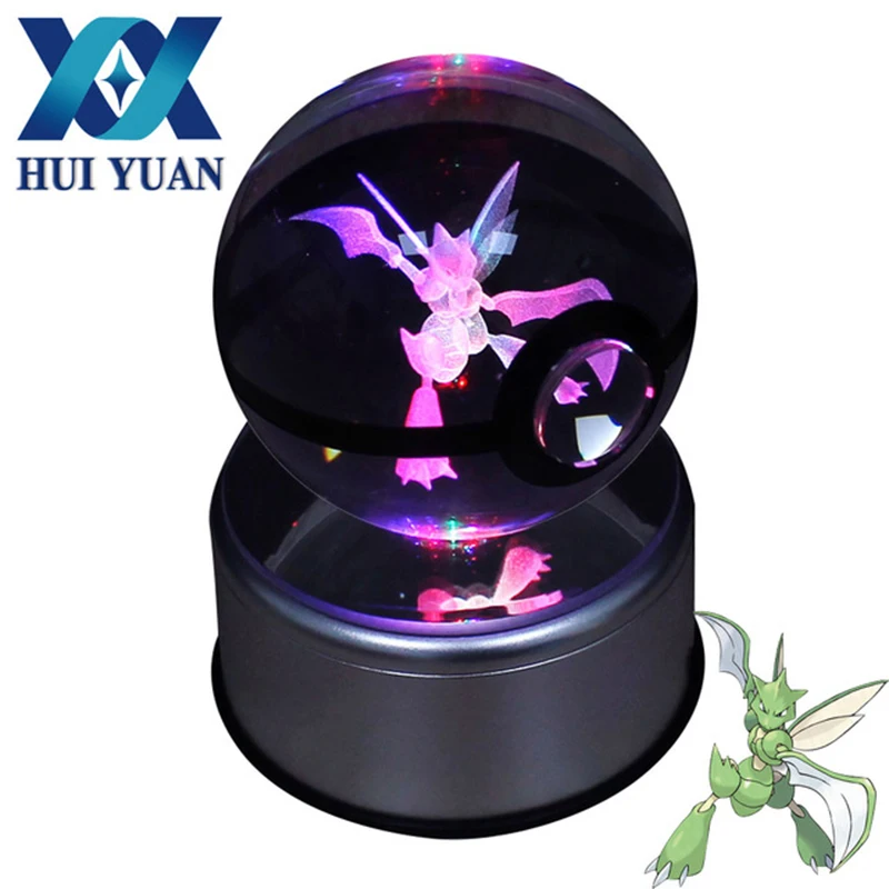 

Scyther 8CM Crystal Ball LED Lighting and Spinning Primary Base Advance 3D Laser Engraving Valentine Children's Gift