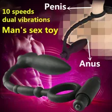 waterproof 10 speed silicone dual vibration double bullets penis strap on with anal butt anal plug sex product sex toy for man