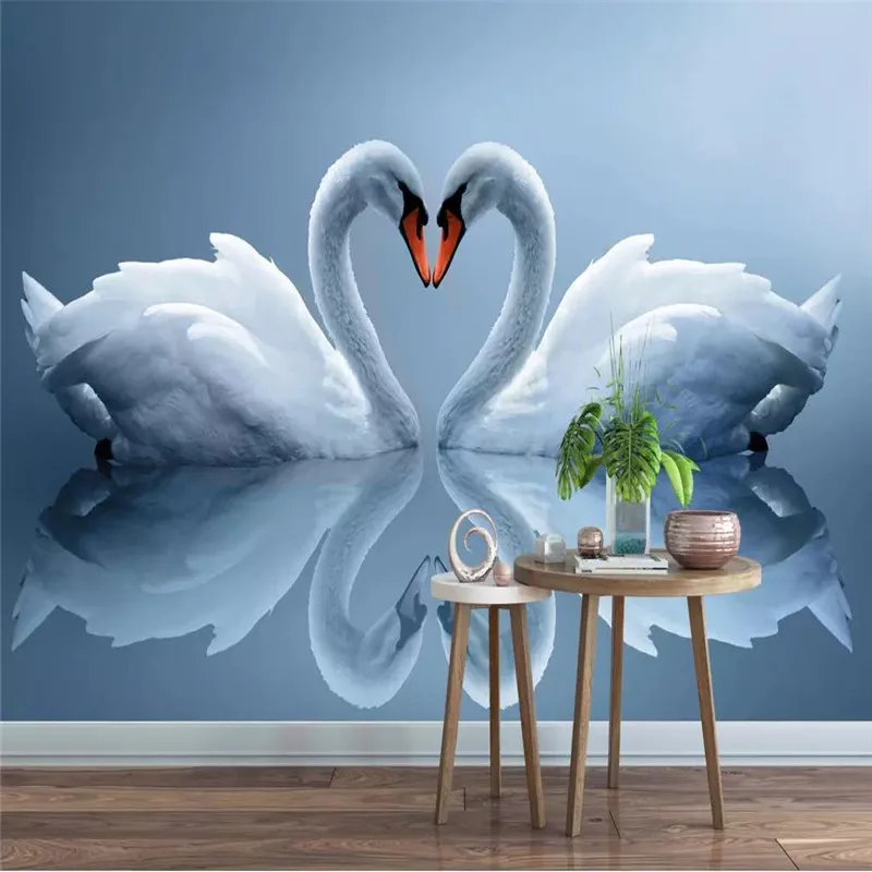 

Custom wallpaper beautiful romantic swan TV sofa living room wall Nordic wallpaper high quality material waterproof