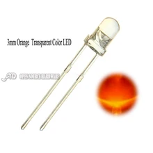 100 шт. прозрачный 3 мм оранжевый круглый светодиод через отверстие супер яркий светодиодный свет лампы